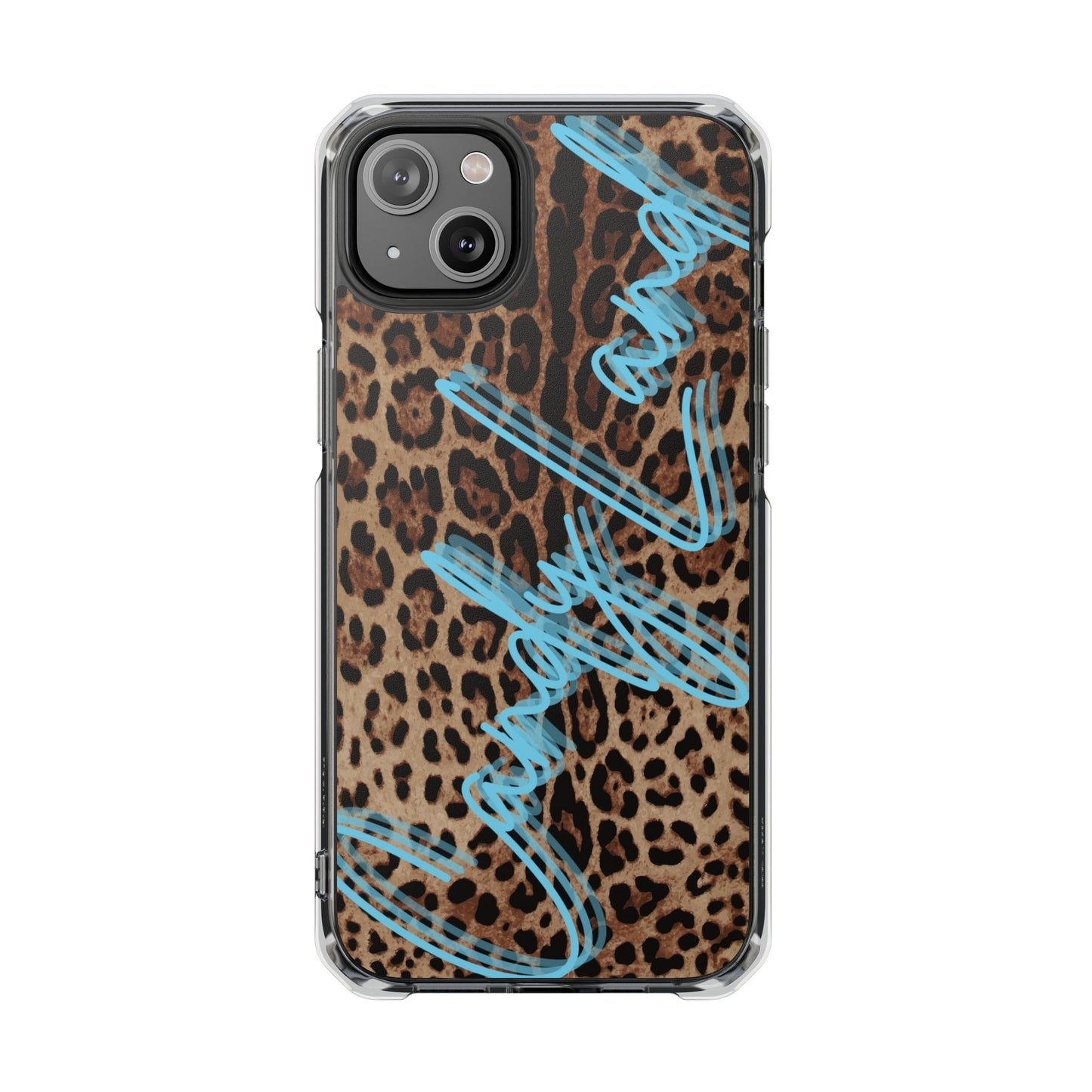 Wild Leopard Candyland light blue matte Clear MagSafe Case