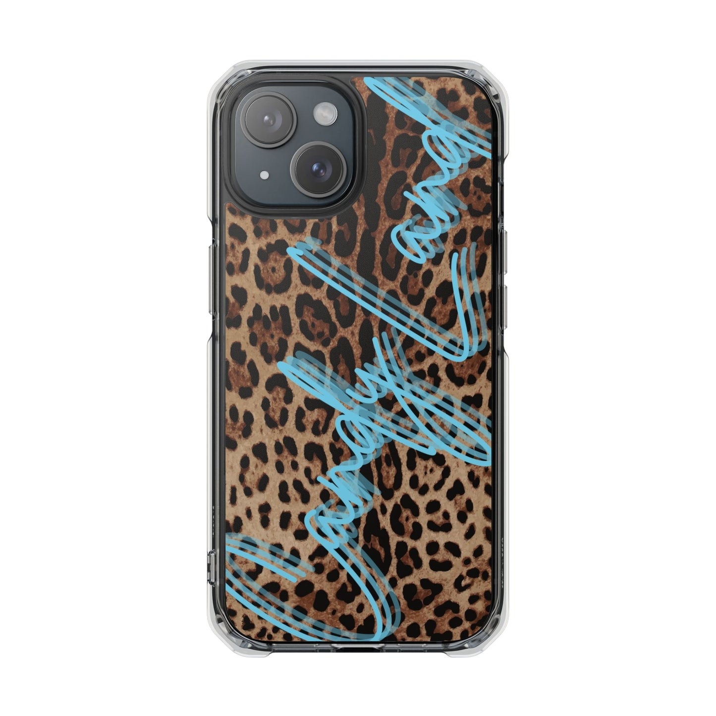 Wild Leopard Candyland light blue matte Clear MagSafe Case