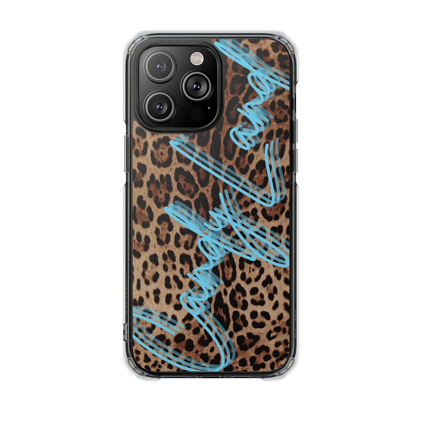 Wild Leopard Candyland light blue matte Clear MagSafe Case