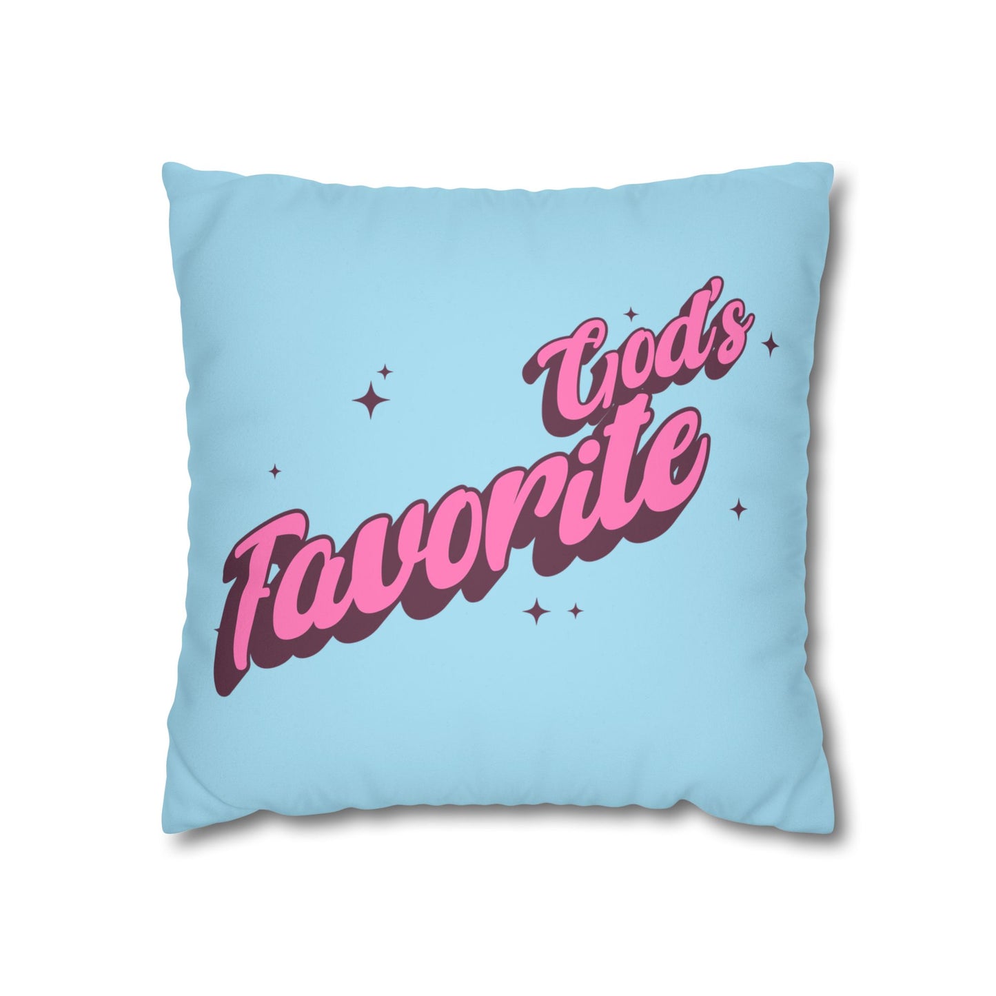 God's Favorite Light Blue Faux Suede Square Pillowcase