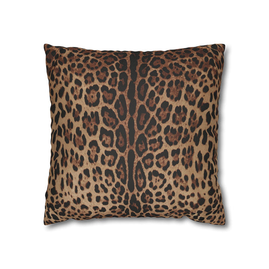 Wild Leopard Faux Suede Square Pillowcase