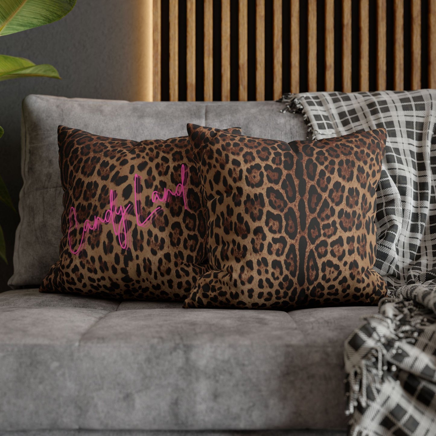 Wild Leopard Faux Suede Square Pillowcase