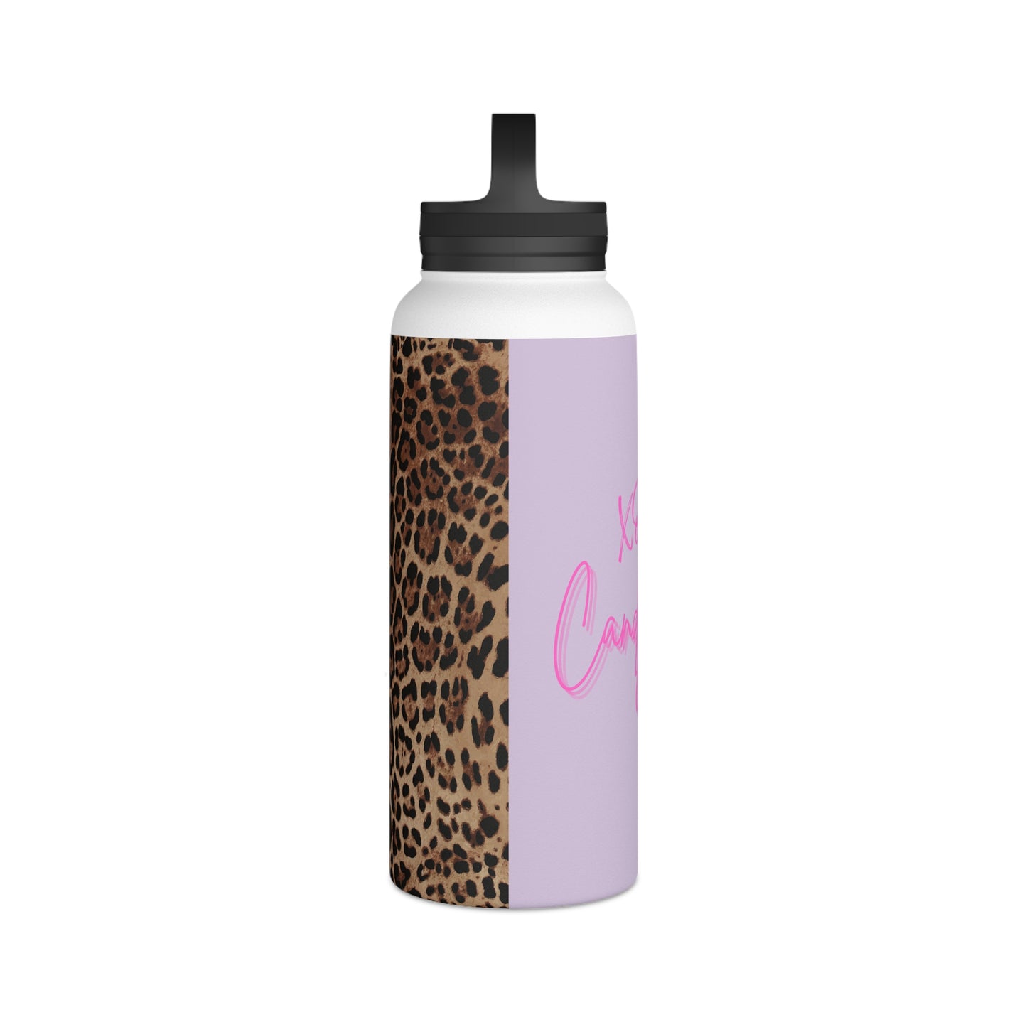 Wild Leopard Lavender XOXO Stainless Steel Water Bottle