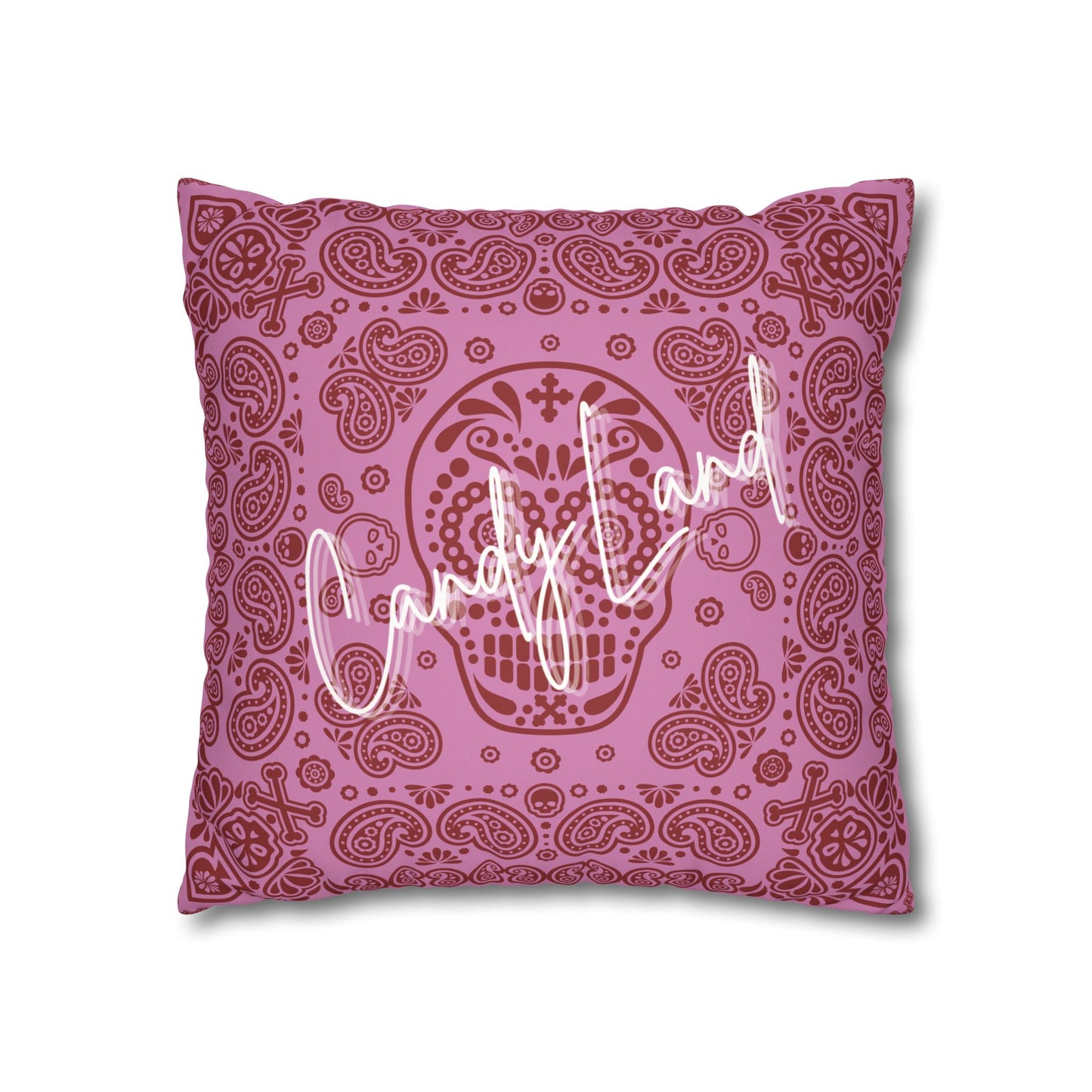 Mexican Skull Pink Faux Suede Square Pillowcase