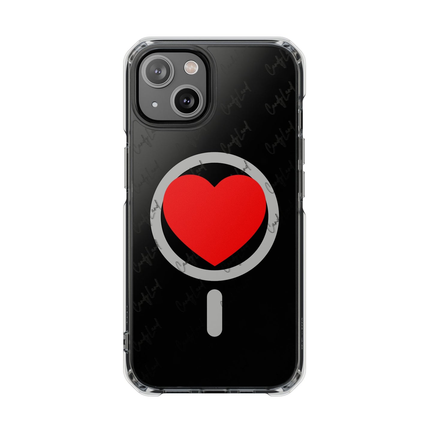 Big Heart Black Clear MagSafe Case