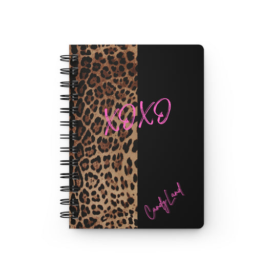 Wild Leopard Black XOXO Spiral Bound Notebook