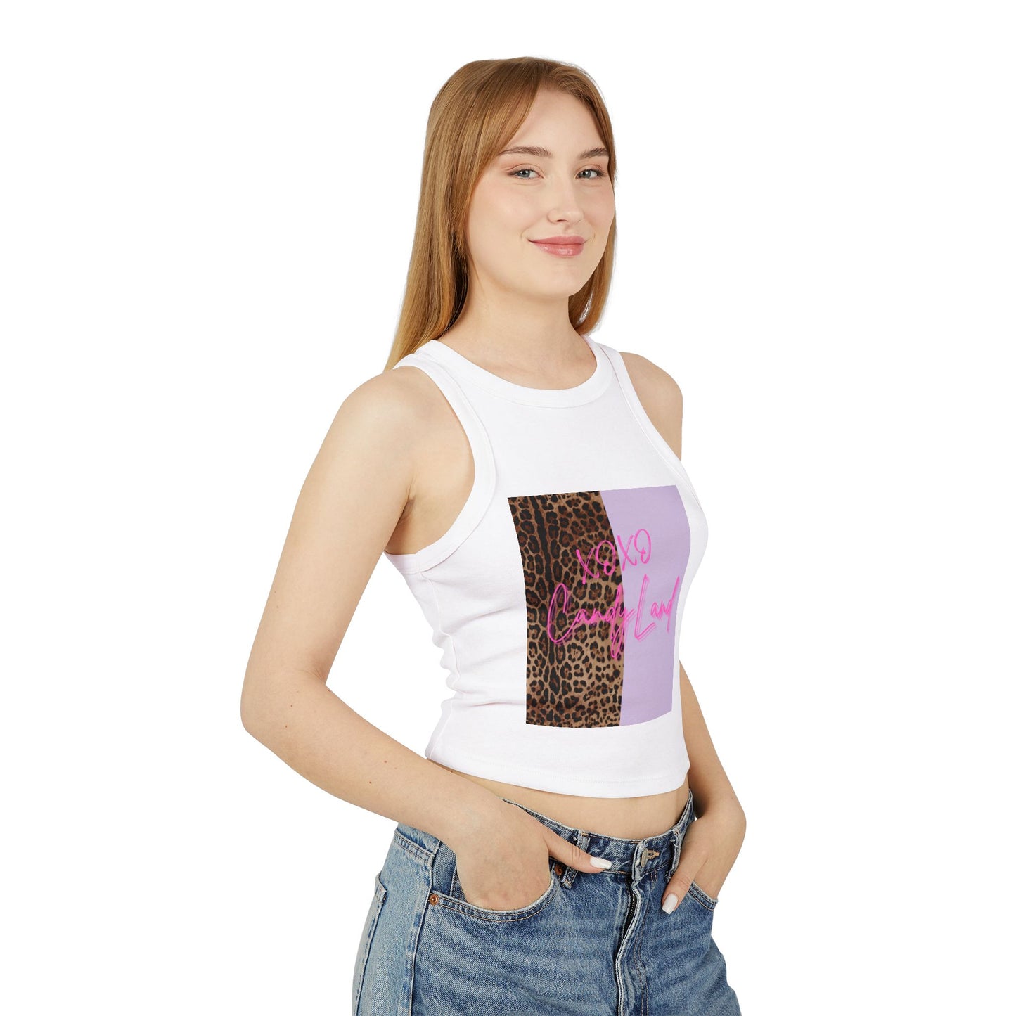 Wild Leopard Violet XOXO +C. Short Tank Top