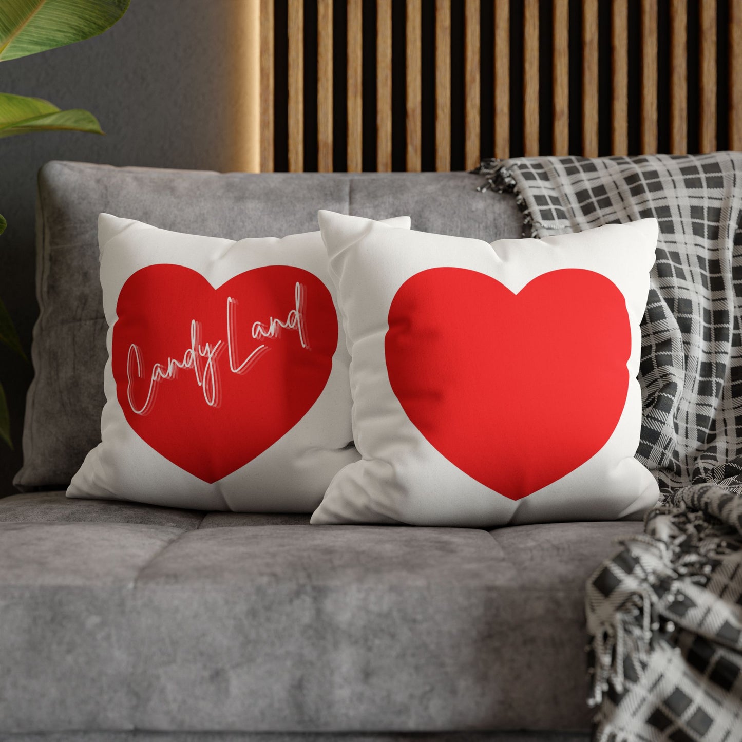 Big Heart White Faux Suede Square Pillowcase