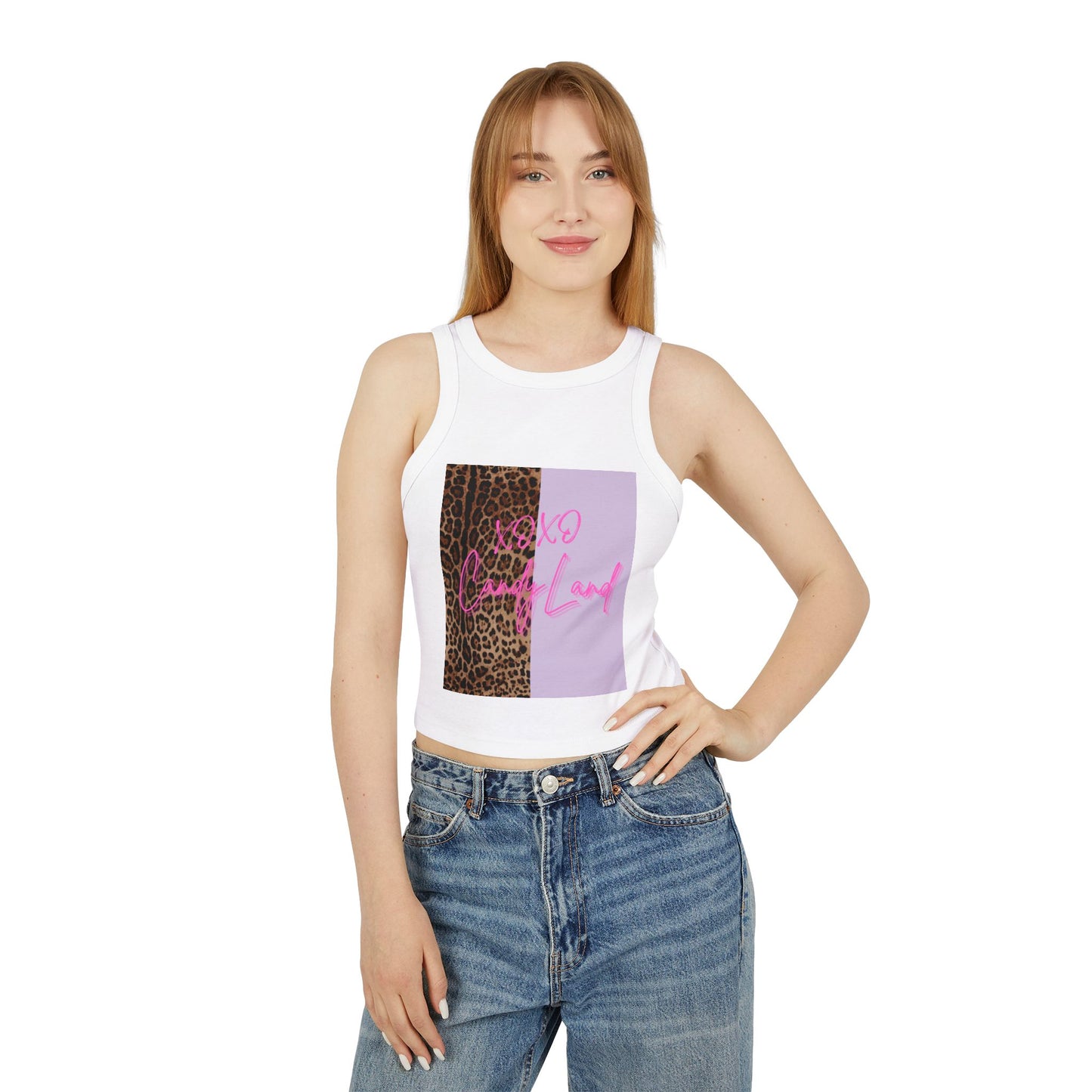 Wild Leopard Violet XOXO +C. Short Tank Top