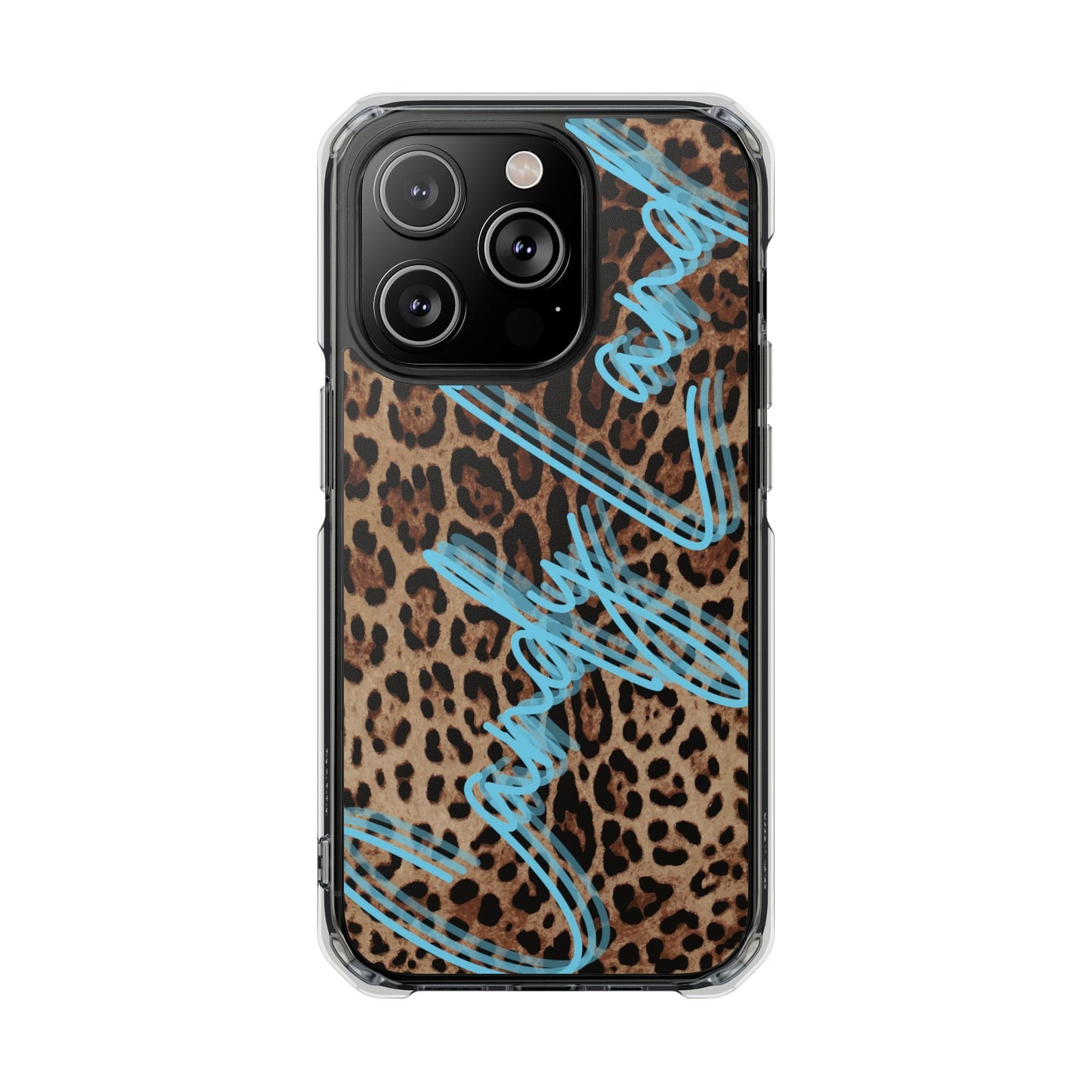 Wild Leopard Candyland light blue matte Clear MagSafe Case