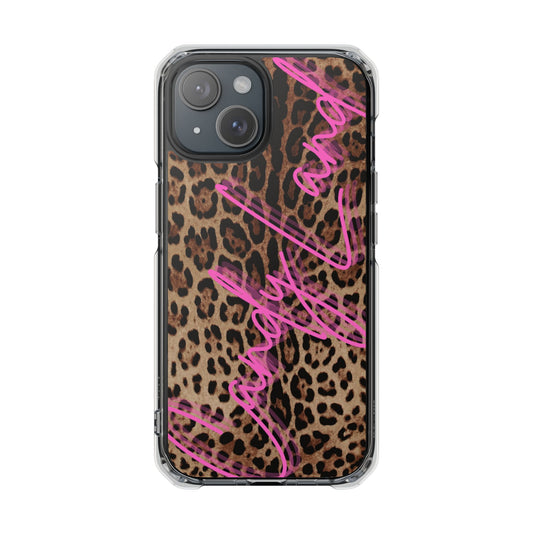 Wild Leopard Candyland pink matte Clear MagSafe Case