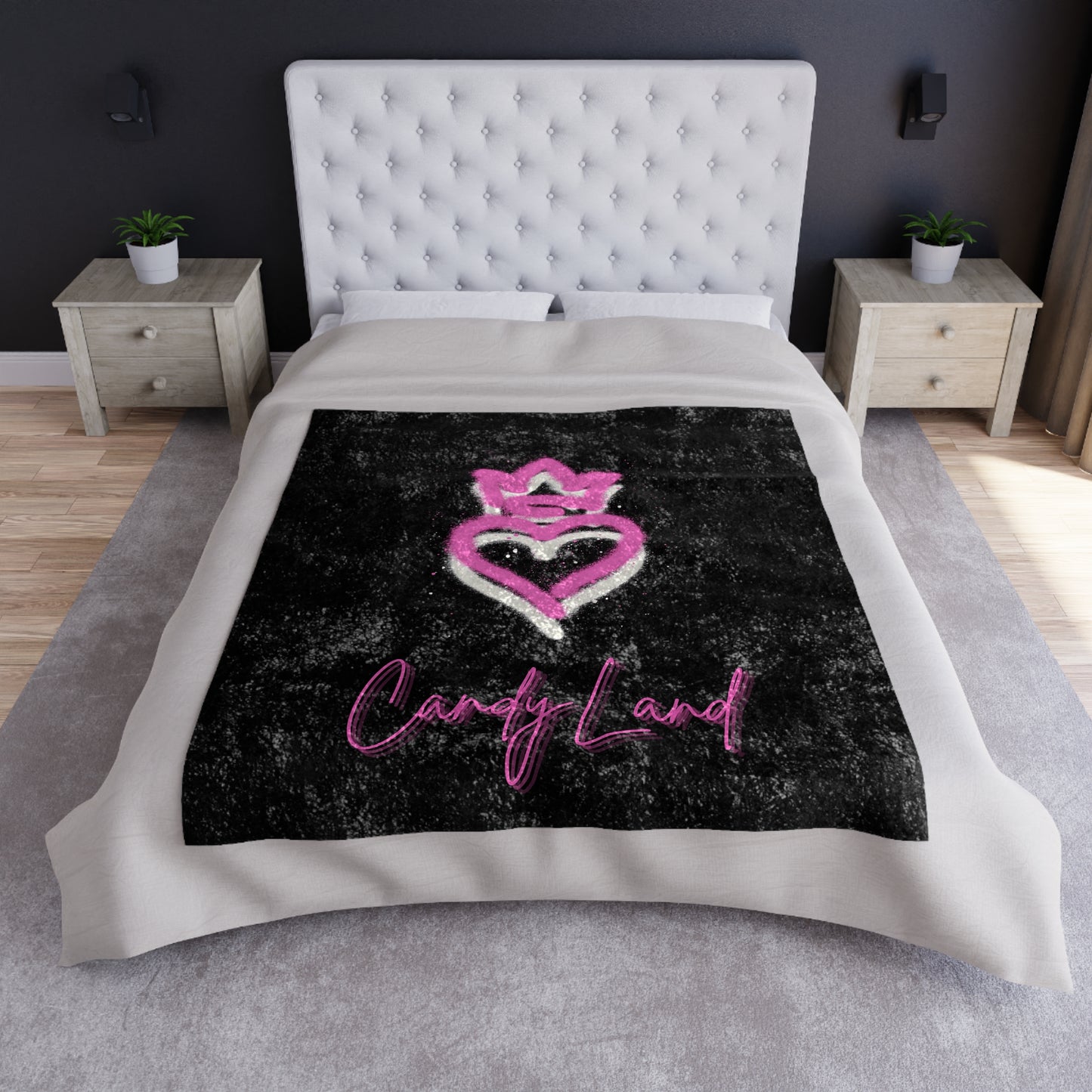 Candyland Midnight Black Velvet Blanket