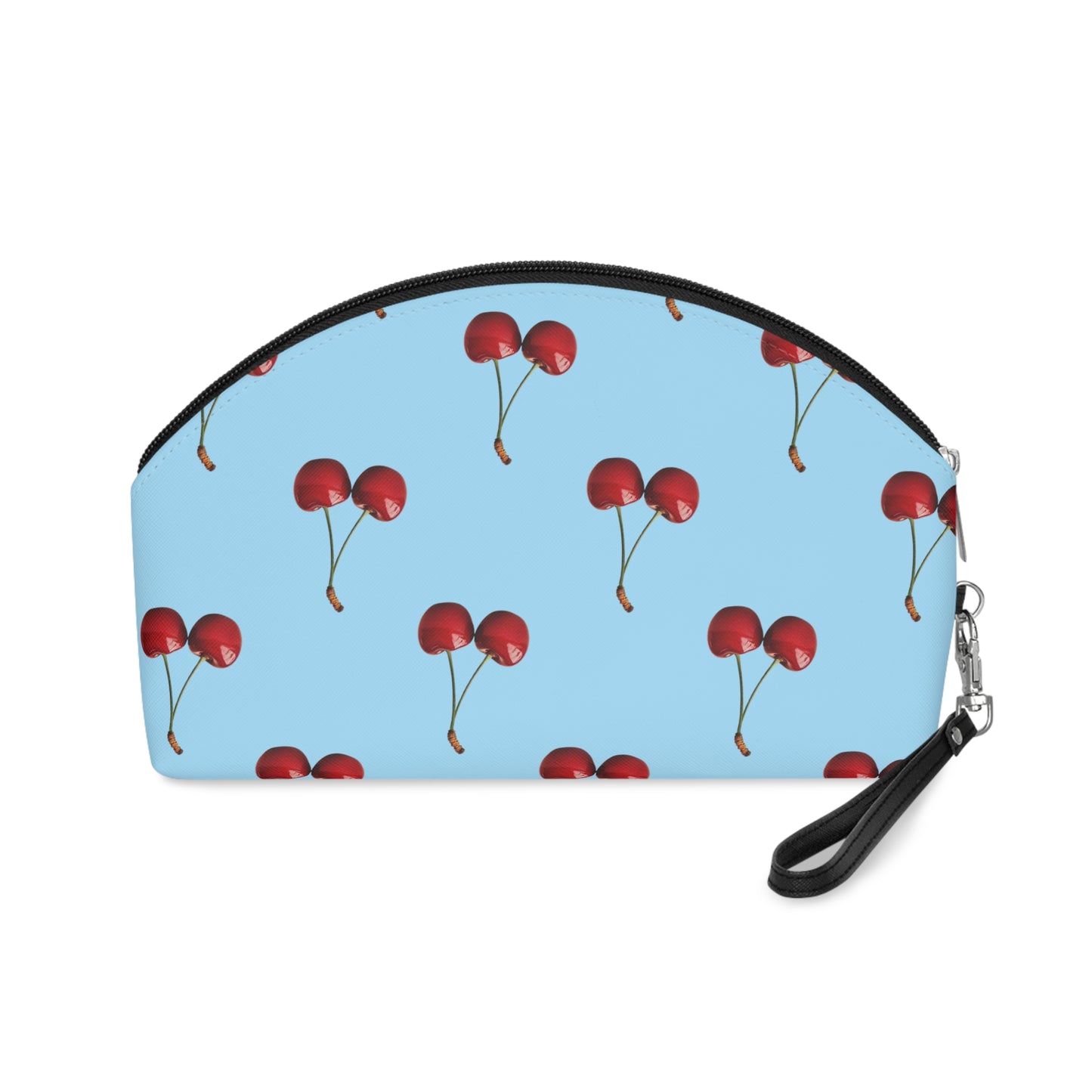 Cherry Light Blue Makeup Bag