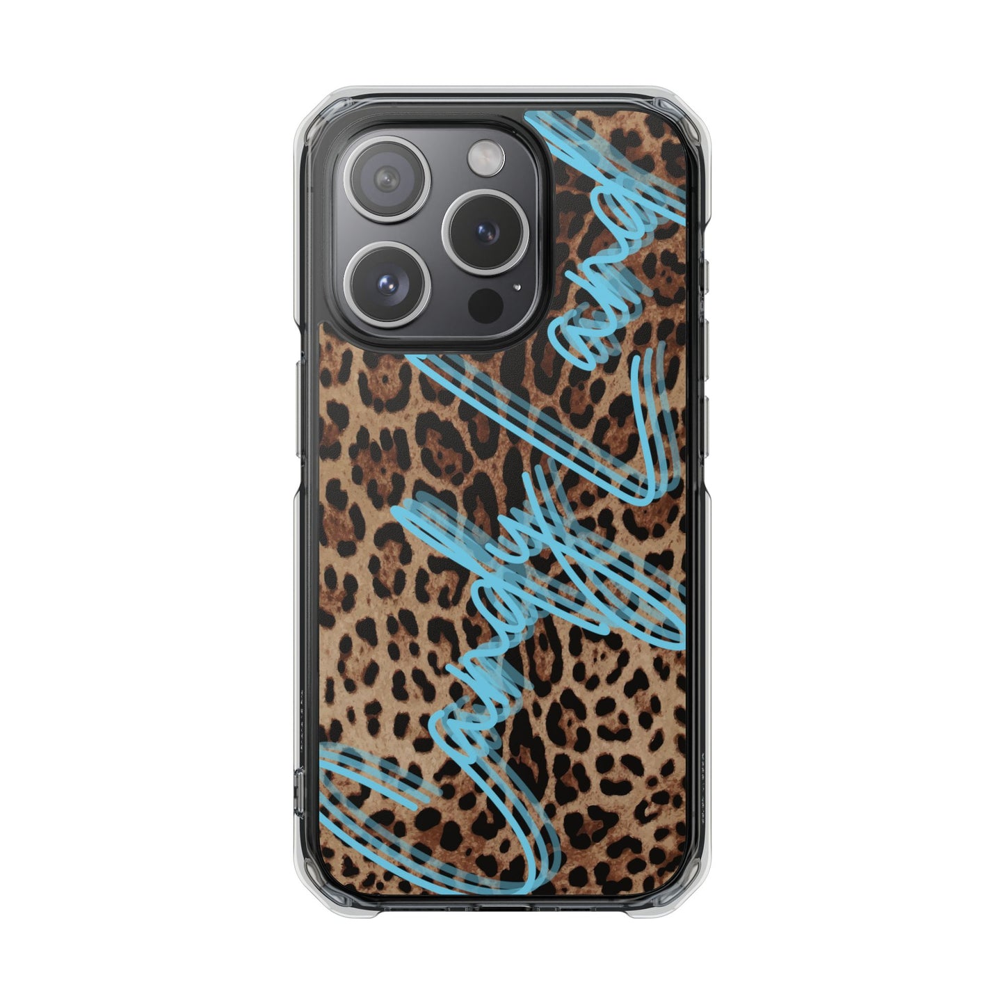 Wild Leopard Candyland light blue matte Clear MagSafe Case