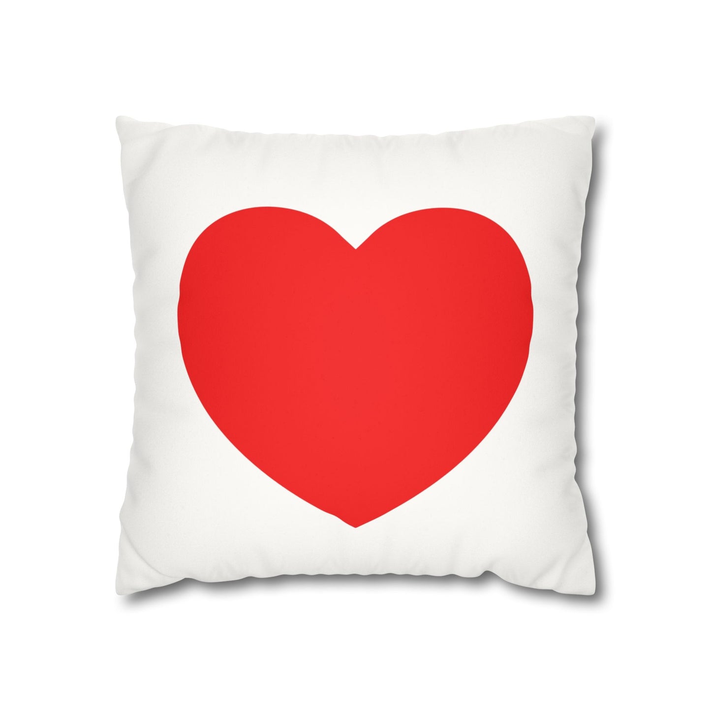 Big Heart White Faux Suede Square Pillowcase