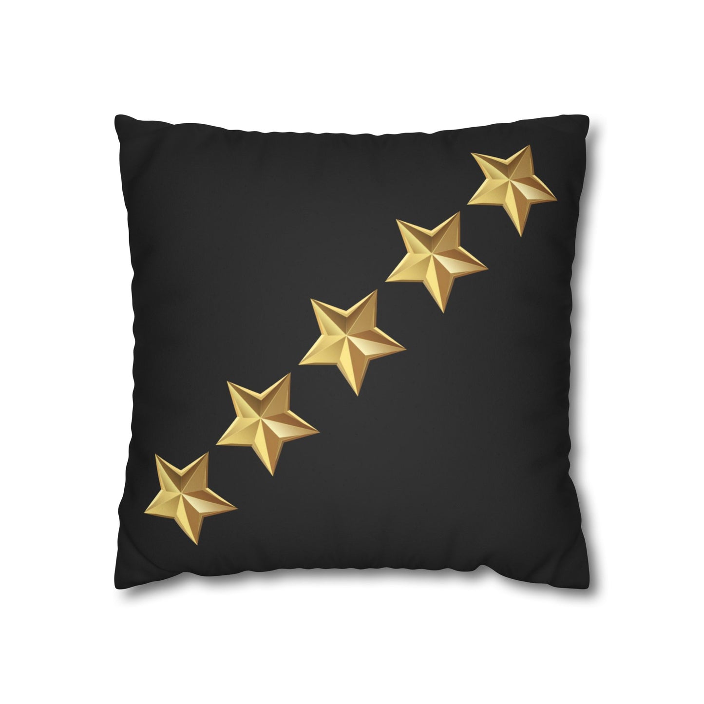 Gold Stars Black Faux Suede Square Pillowcase