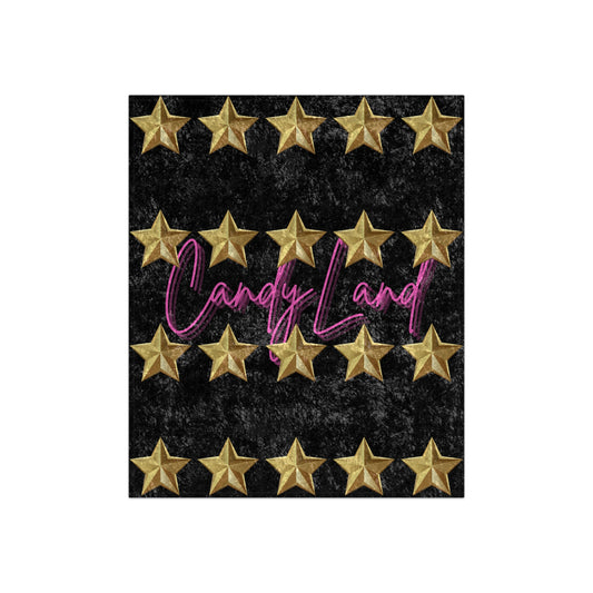 Gold Stars Black Velvet Blanket