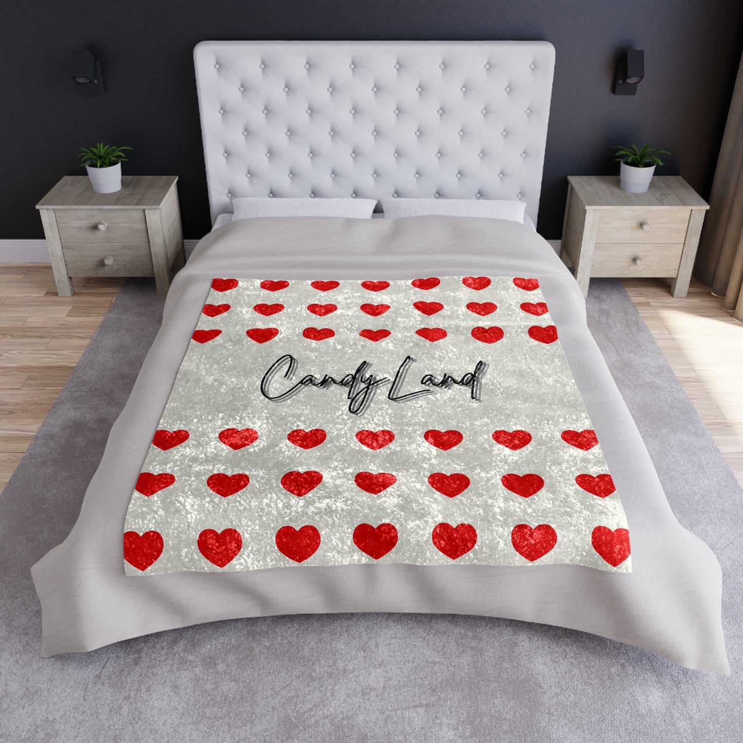 Big Hearts White Velvet Blanket