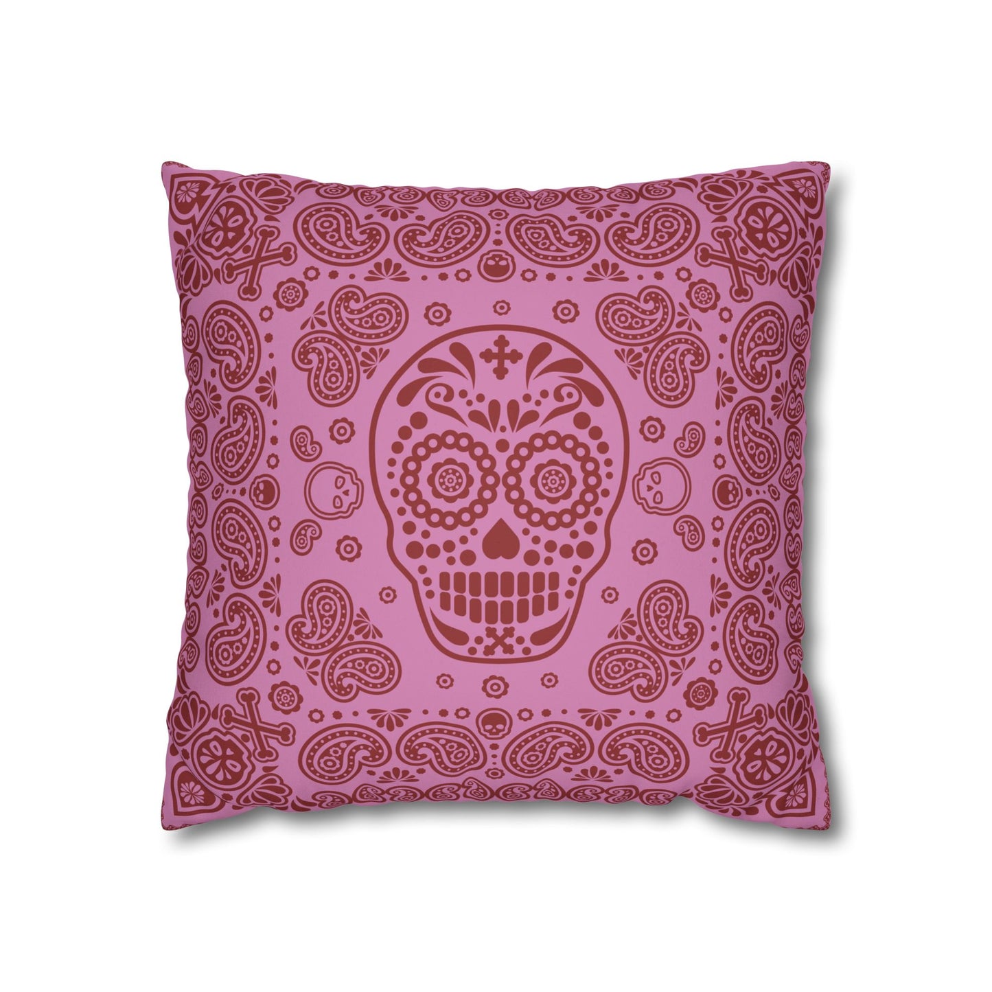 Mexican Skull Pink Faux Suede Square Pillowcase