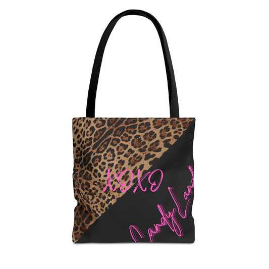 Wild Leopard 1C. Black XOXO Tote Bag