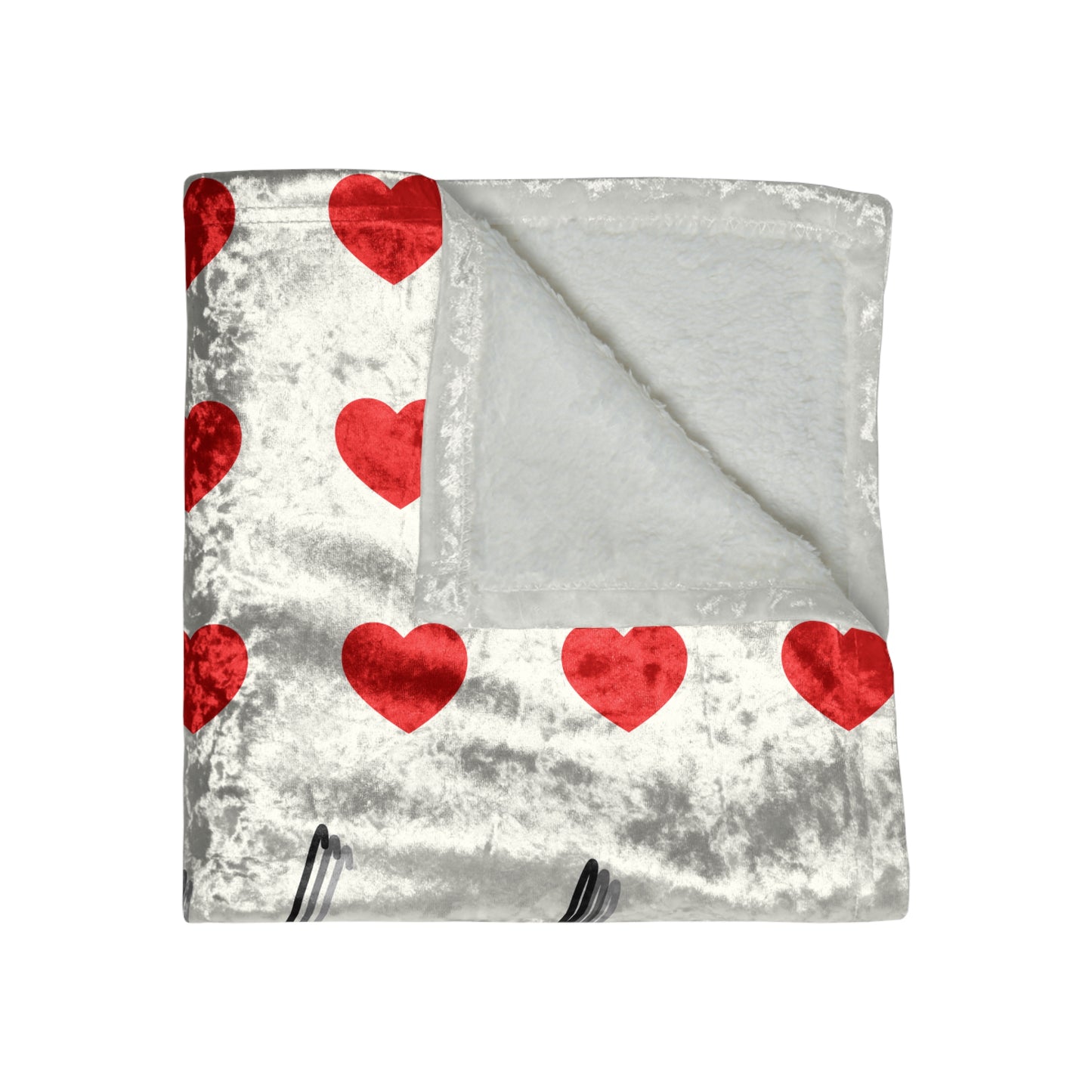 Big Hearts White Velvet Blanket