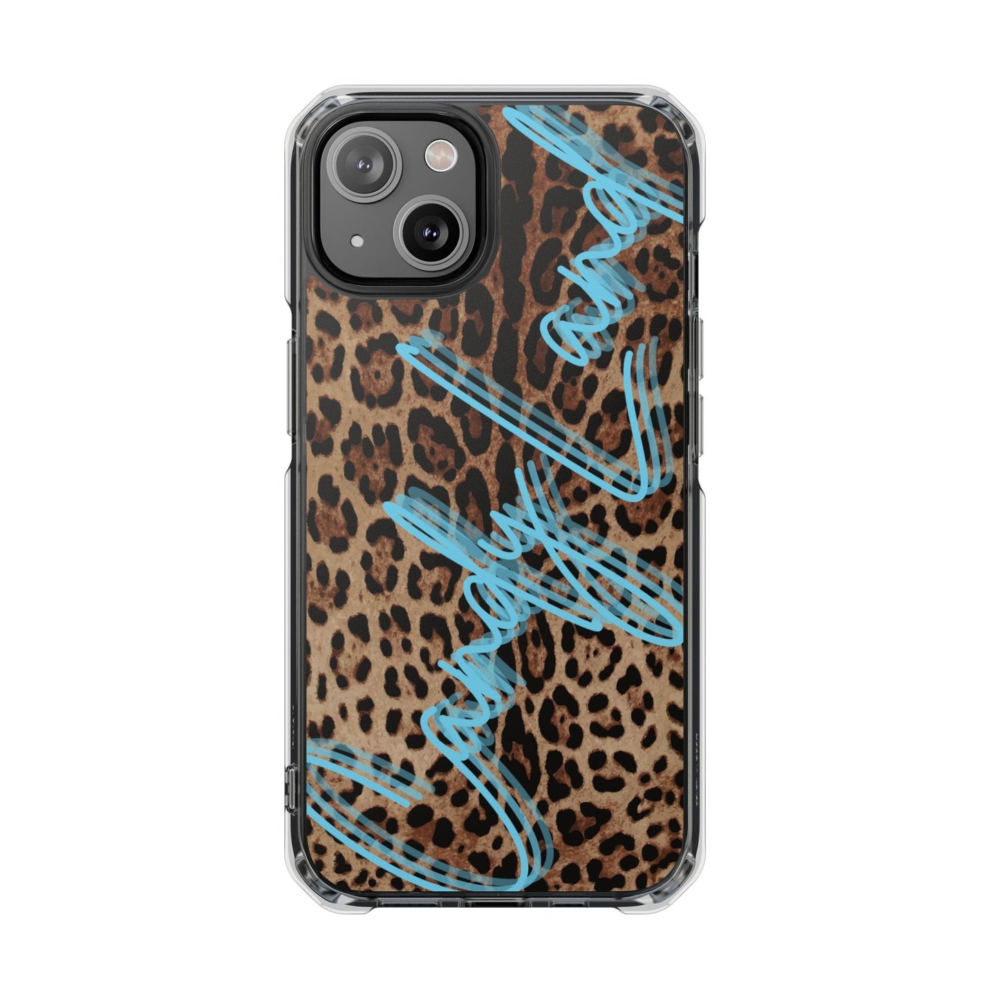 Wild Leopard Candyland light blue matte Clear MagSafe Case