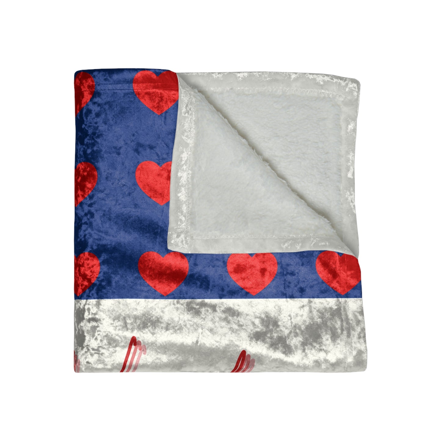 Big Hearts Blue Velvet Blanket