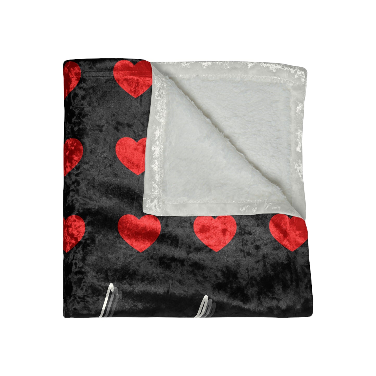 Big Hearts Black Velvet Blanket